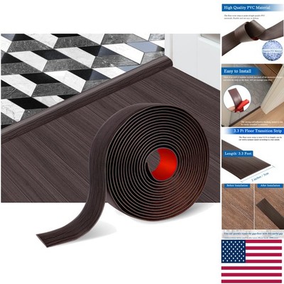Self-Adhesive Vinyl Floor Covering - 2'' Wide Black Walnut Transition Strip 3.3Ft