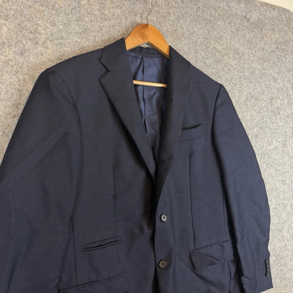 Sid Mashburn Blazer Men 40R Blue Navy Sharkskin Kincaid No 3 Wool Suit Jacket - Image 3 of 4