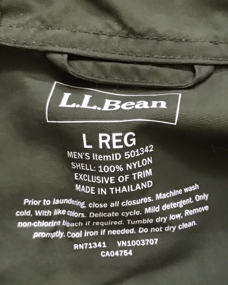 LL Bean 1/4 Zip Pullover Hunter Green Jacket Mens Large Nylon Packable - Image 3 of 4