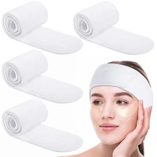 obeoby 4 Pack Facial Headbands for Women, Adjustable Spa Headband for Washing...