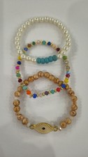 Beaded Bracelets Stack: Multi-layered elastic stretch wrist jewelry 6-8"