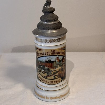 Binding Brauerei Frankfurt Sammler Bierkrug 1985 Rastal Zinndeckel 0,5L