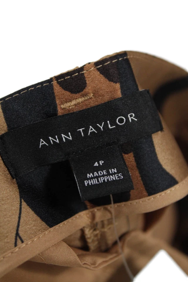 Pantalones de vestir para mujer Ann Taylor beige estampado animal talla 4P Foto 4 de 4