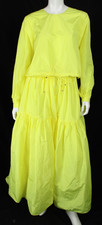 MAISON RABIH KAYROUZ $3,090 Fluorescent Yellow Taffeta SO Top & Skirt Set 36 NEW