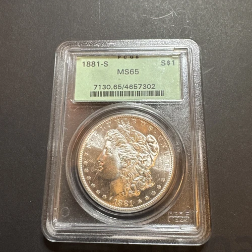 1881 S Morgan Silver Dollar PCGS MS65 With Green Label ￼
