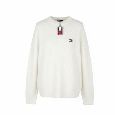 Tommy Jeans Req Waffle Herren Pullover M Antike Weiß Melan Rundhals Zug Auf