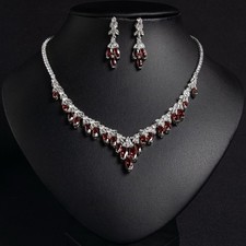 Wedding Bridal  Swarovski Crystal Jewelry Set Zirconia Necklace Earrings Set