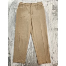 Vintage 90s Riders Casual Check Houndstooth High Rise Pants Size 14P Brown Tan