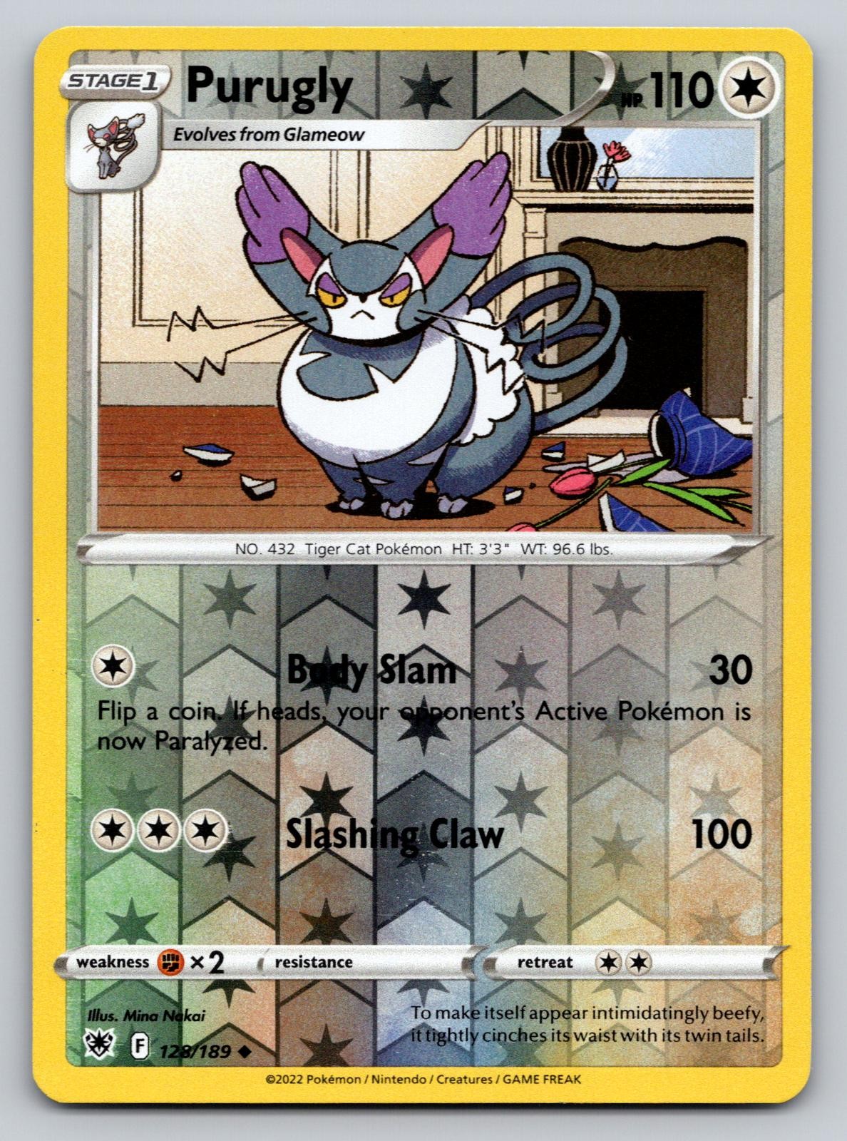 Pokemon Purugly 128 Reverse Holo Uncommon Astral Radiance 189 NM