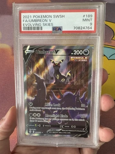 2021 POKEMON EVOLVING SKIES UMBREON V #189 FULL ALTERNATE ALT ART PSA 9