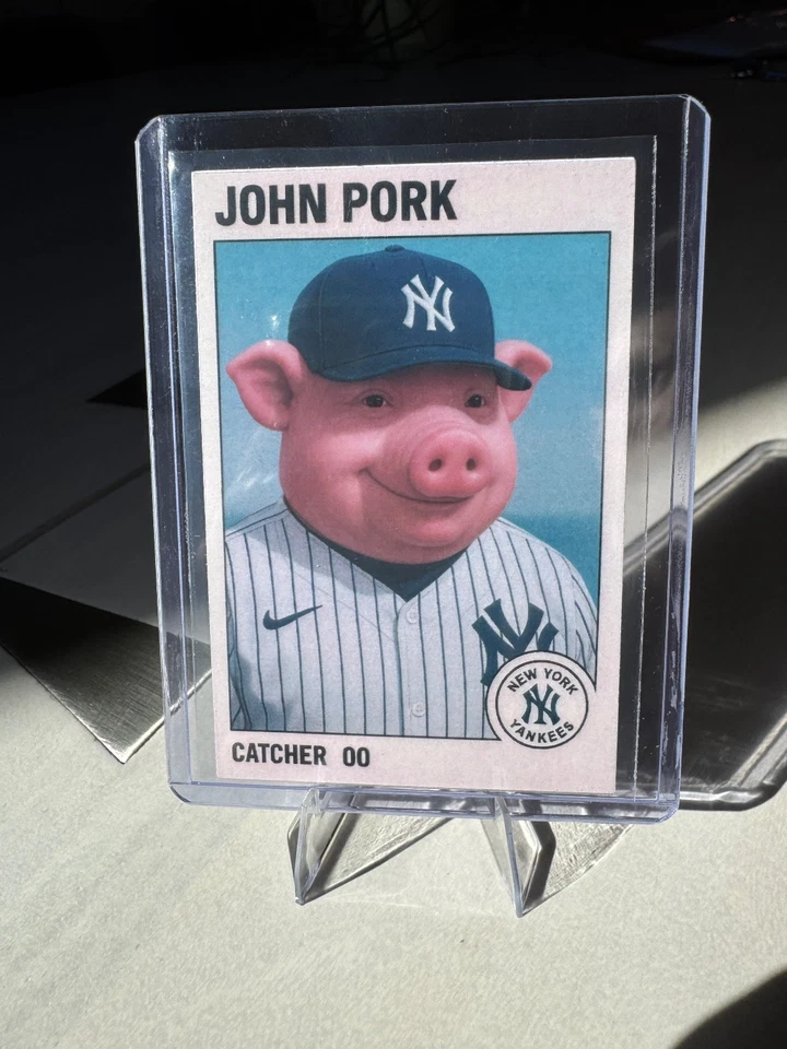 Tarjeta de béisbol John Pork Rookie #00 Catcher Meme Parodia Tarjeta deportiva Nueva Como Nueva Foto 3 de 3