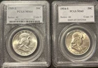 1949-S & 1954-S Franklin Half Dollar PCGS MS64 MS65 Silver 50C Coin Lot