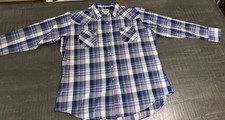 Ely Cattleman Western Shirt Mens XL Pearl Snap Blue Plaid Cowboy Ranch