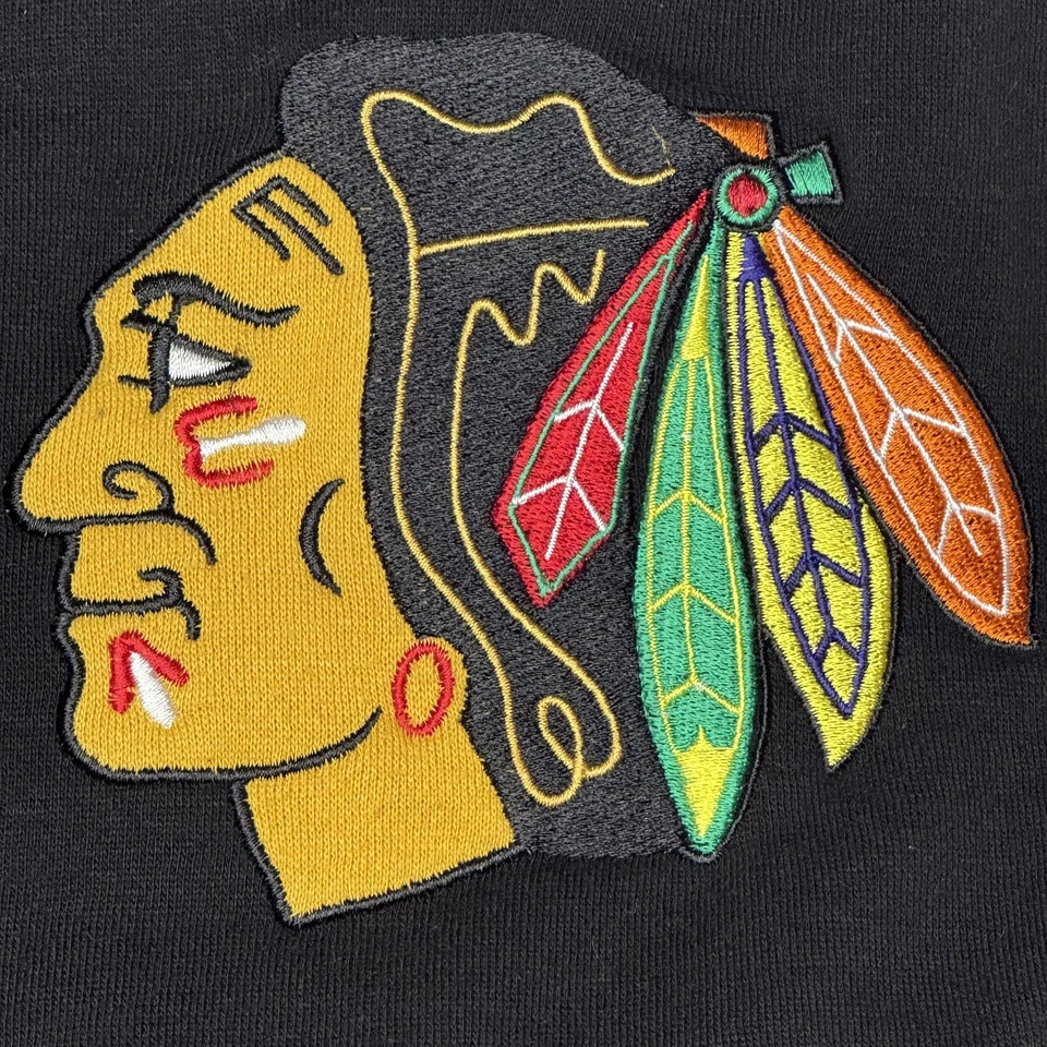 Chicago Blackhawks Jacket Mens XL Black Red NHL Hockey Varsity 4-Time Champions - Image 4 of 4