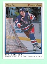 (1) KEVIN MILLER  1990-91 OPC PREMIER # 73 RANGERS ROOKIE NM+ CARD (N1233)