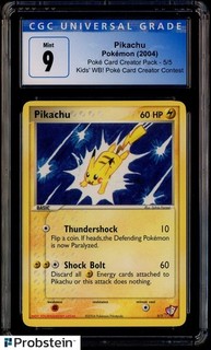2004 Pokemon Kids' WB! Poke Card Creator Pack Contest 5/5 Pikachu CGC 9 MINT