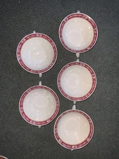 JOHN MADDOCK & SONS 1920’s Minerva Royal Ivory 9 Soup Bowls double handle Round