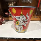 Vintage J. Chein Tin Litho Sand Pail Graphics Of Children At The Circus