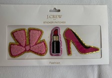 New In Package J. Crew Fuzzy Glitter Sticker Patches Bow, Pump, Lipstick Preppy