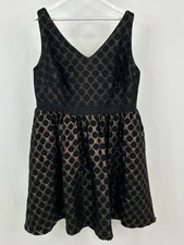 ADRIANNA PAPELL Mesh Polka Dot Party Cocktail Flare Size 20W Black Women Dress