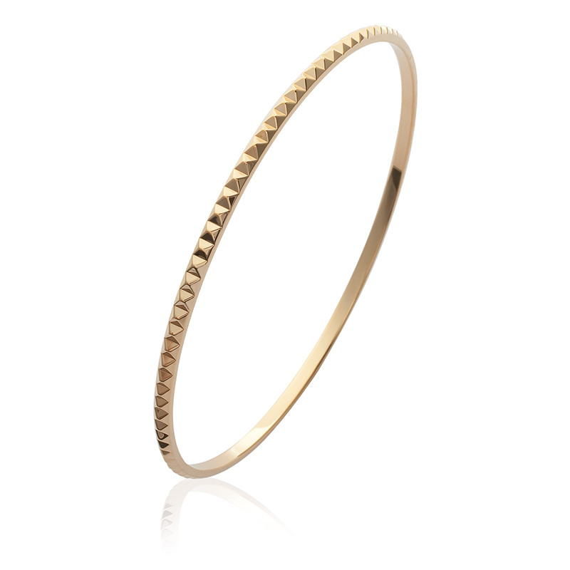 Bracelet jonc strié 66mm en plaqué or 18 carats pour femme