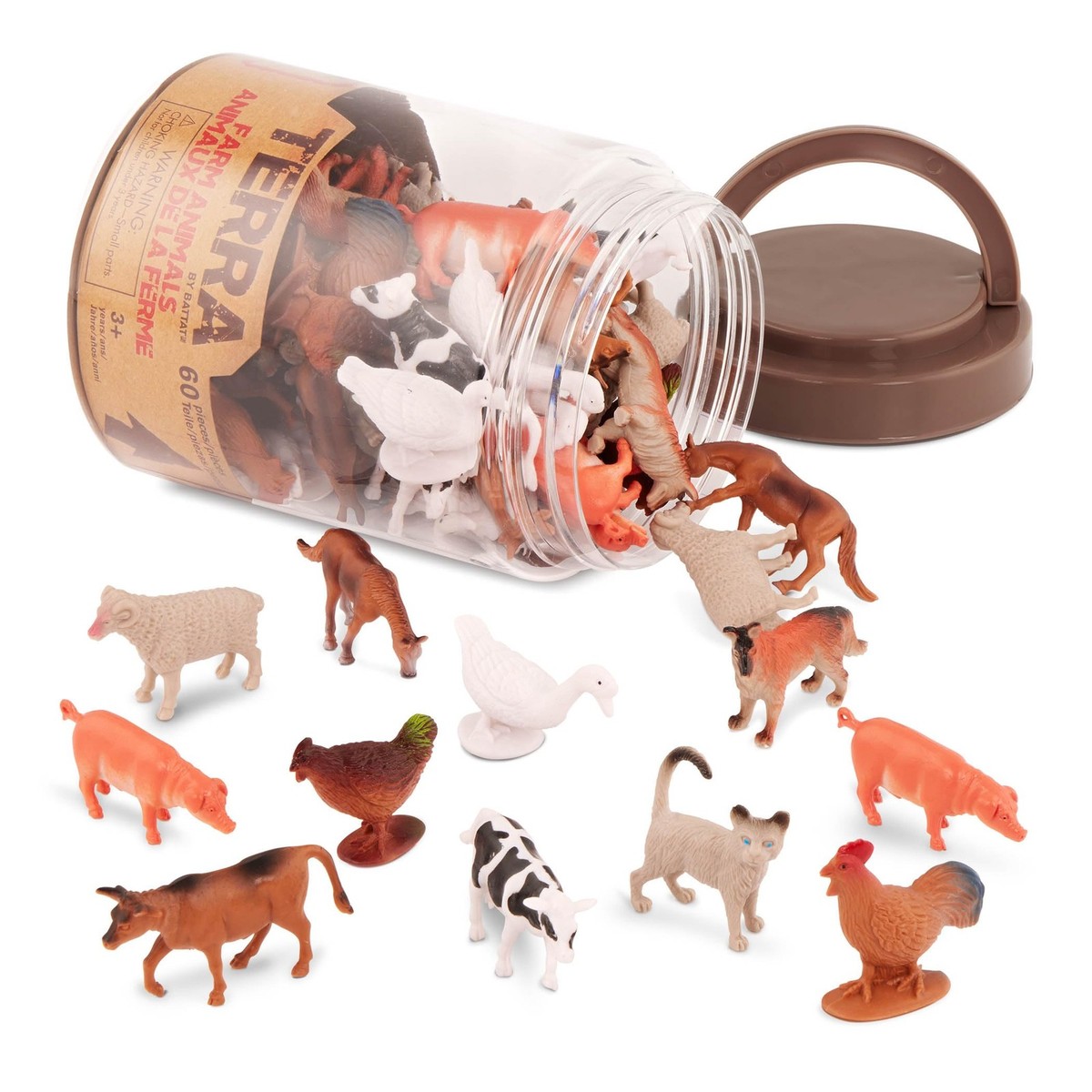 Terra by Battat – 60pcs Farm Animals Toy Tube – Mini Plastic - Main Image