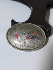 Small Vintage Looking Eagle& Rebal Belt Buckle Made In USA