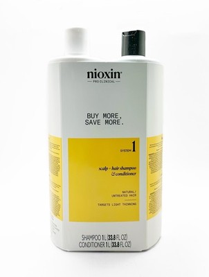 Nioxin System 1 Shampoo and Conditioner for Normal - Thin Hair Duo Set 33.8 oz