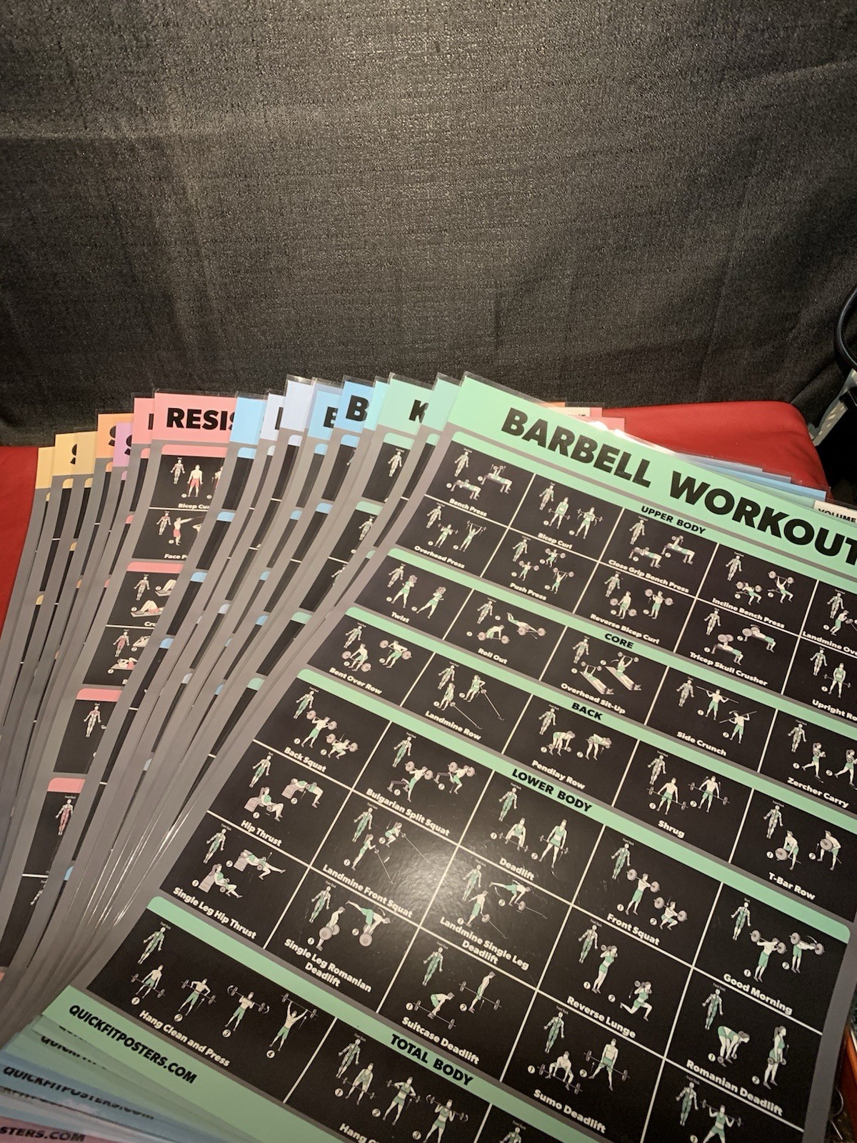 Lot Of 17 Laminated Workout Exercise Posters By Quick fit