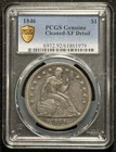 1846 - $1 U.S. Seated Liberty -Early Low Mintage Silver- PCGS Genuine XF Detail