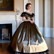 1860s Victorian Evening Dress Vintage Gothic Civil War Southern Belle Ball Gown