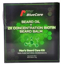 Men's Beard Care Kit Blue Care Beard Oil and 2X Concentration Biotin Beard Balm
