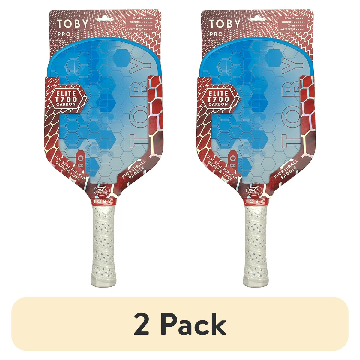 2 pack) Toby Pro Pickleball Paddle - Elite T700 Carbon Fiber BLUE  display picture 1