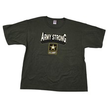 Army Strong U.S. Army Graphic T-Shirt Bayside 2XL Green 100% Cotton Made In USA
