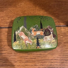 Vintage Hand-painted Paper Mache Trinket Box From Kashmir India. Beautiful