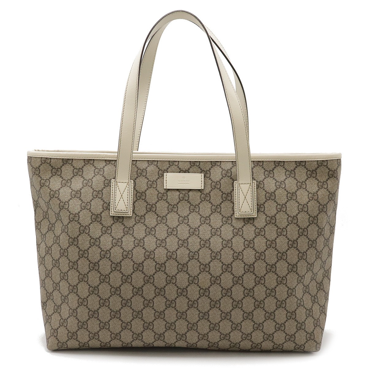 GUCCI GG Supreme PVC Leather Beige Tote Shoulder Bag