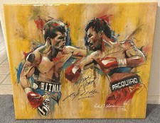 RICKY HATTON & MANNY PACQUIAO Signed Boxing Art CANVAS 23x20” Numbered #11/12