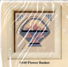 1989 The Creative Circle Needlpoint Kit 0146 "Flower Basket" 5"x5" Finished