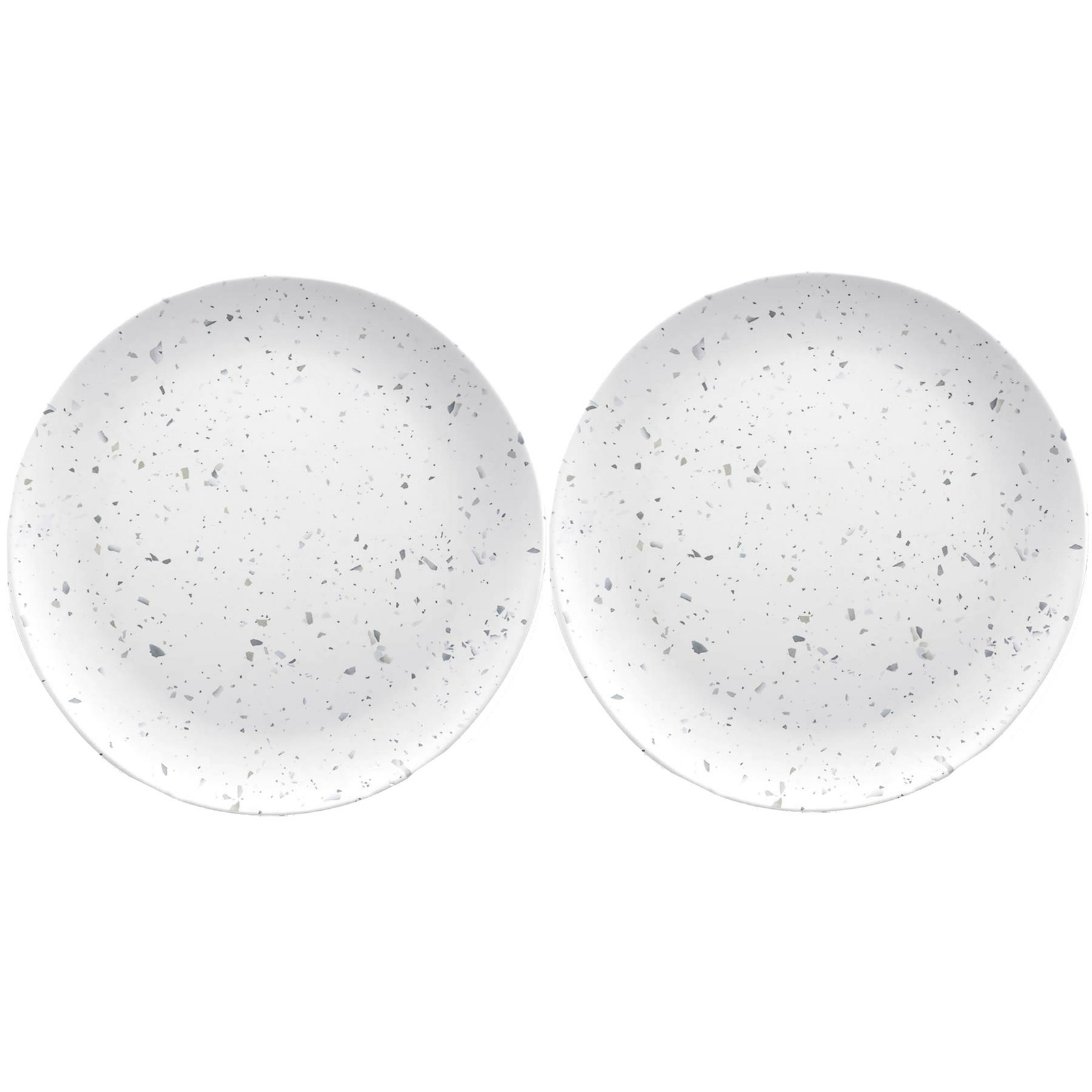 Epicurean White Terrazzo Outdoor/BBQ Melamine/Plastic Dinner Plates - Set of 2