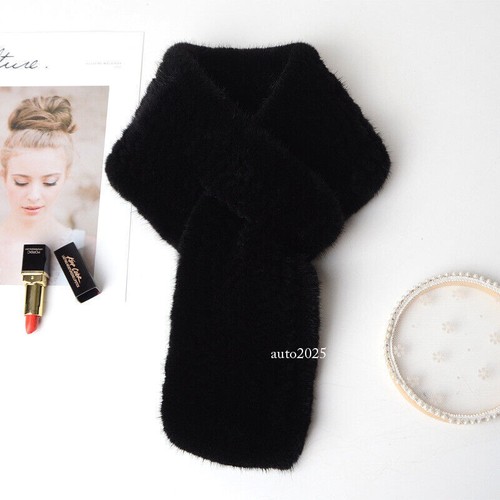 Women's Real Mink Fur Scarf Winter Warm Rose Neckerchief Handmade Multicolor - Picture 16 of 28
