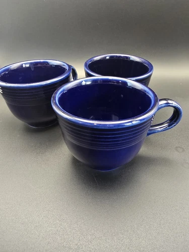 Cobalt Blue Fiesta Ware Homer Laughlin Tea Coffee Cup USA Retired 8OZ Lot Of 3