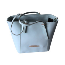 Pierre Cardin Leather Travel Designer Bag Tote Purse Wallet Sky Light Blue 15 In