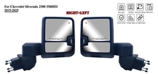 Pair Left+Right Side Tow Mirror Black for 2019-2025 Silverado 2500HD 3500HD