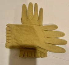 New Woman  s Wool Gloves Mustard Yellow Mittens Cell Phone Tips Large