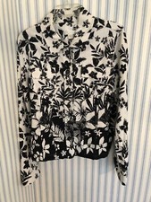 Christopher & Banks Women's Linen Abd Cotton Jackets Black And White Floral X