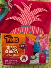 Trolls Super Blanky 40x50 Blanket Cape & Throw All In One W/Character Mask NEW