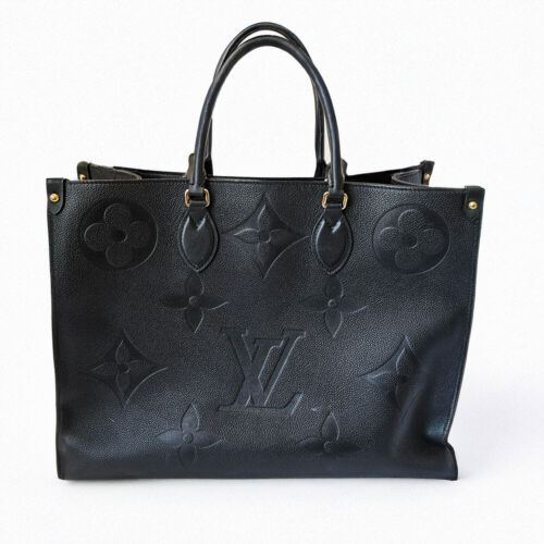 Louis Vuitton Monogram OnTheGo Tote Giant GM Empreinte Leather Purse Bag Black
