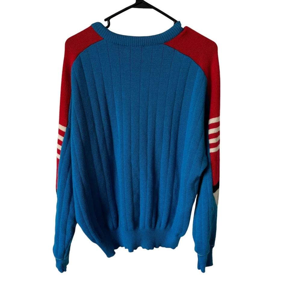 Suéter De Colección Demetre Lana Virgen Años 70 80 90 Esquí EE. UU. Para Hombres Grande Azul Rojo Foto 2 de 4