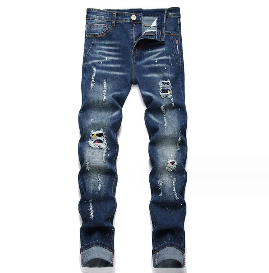 Minetom Jeans Uomo Strappati Baggy, Gamba Larga, Stile Hip-Hop Cargo, Vita Alta