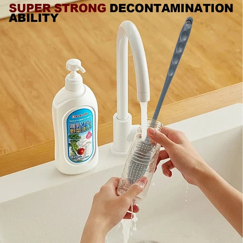 Long Handle Silicone Bottle Brush Flexible Scrubbing Cleaner Cup Washing Brush - Picture 5 of 15